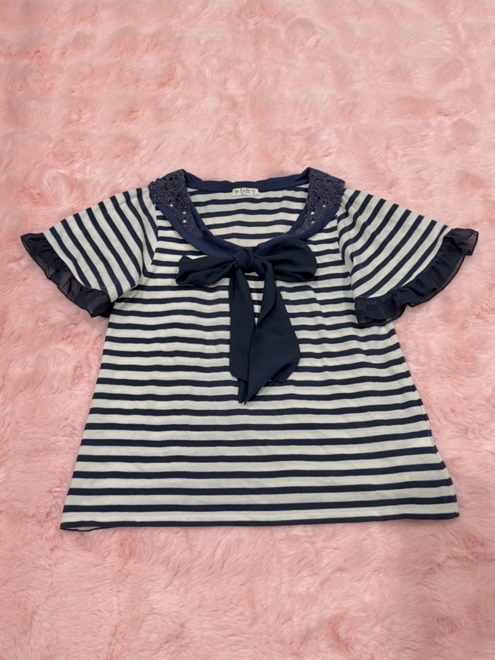 Axes Femme Navy Blue & White Stripe Sailor Blouse